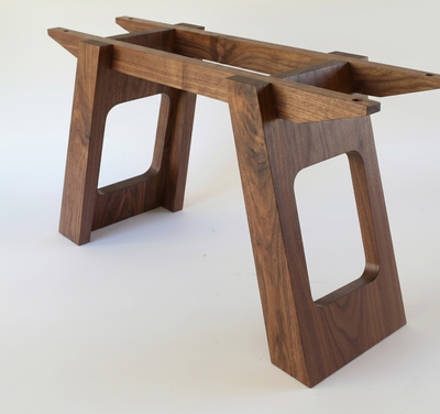 Libra: Handcrafted Wood Table Base | A-Frame Design with Bottom Shelf (20")