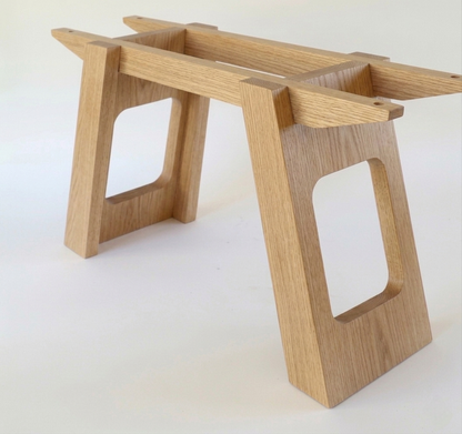 Libra handcrafted table base in White Oak – rectangular cutout variant – Artisan & Sons