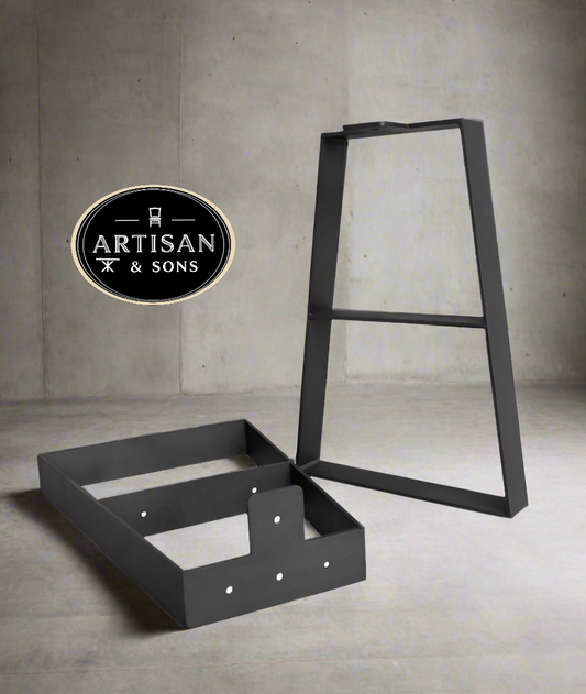 22” Trapezoid Metal Furniture Legs (Set of 2) – Heavy Duty Black Steel for Coffee Tables & Benches