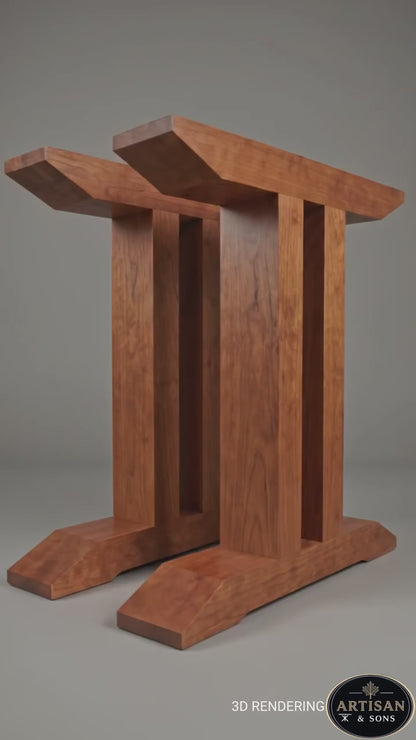Geminis: Handcrafted Wood Table Base | Twin-Column Architectural Design (20")
