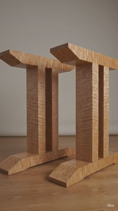 Geminis: Handcrafted Wood Table Base | Twin-Column Architectural Design (20")