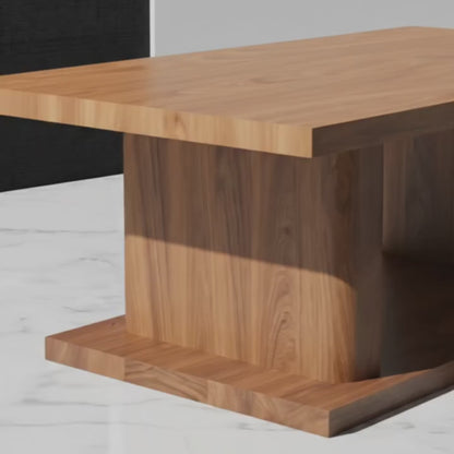 Mesa: Solid Wood Coffee Table | Monolithic Twin-Pillar Design (21")