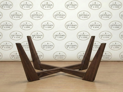 The Nexus: Solid Wood Cross-Base for Coffee Tables | Mid-Century Modern X-Legs, 20"