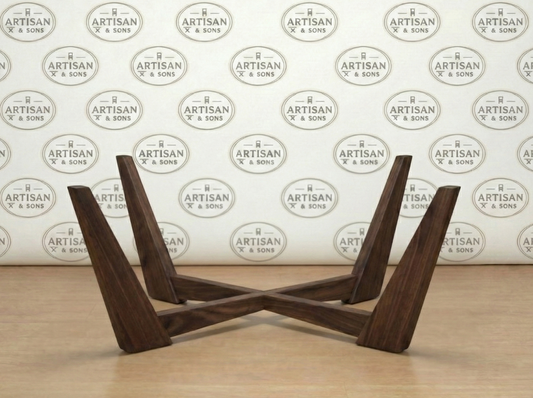 The Nexus: Solid Wood Cross-Base for Coffee Tables | Mid-Century Modern X-Legs, 20"