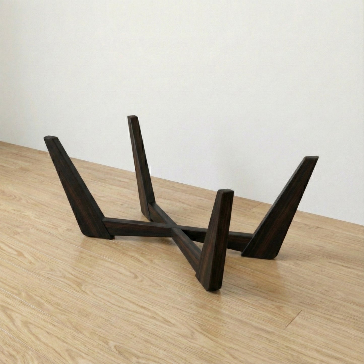 The Nexus solid wood cross-base coffee table mid-century modern, additional lifestyle view – Artisan & Sons